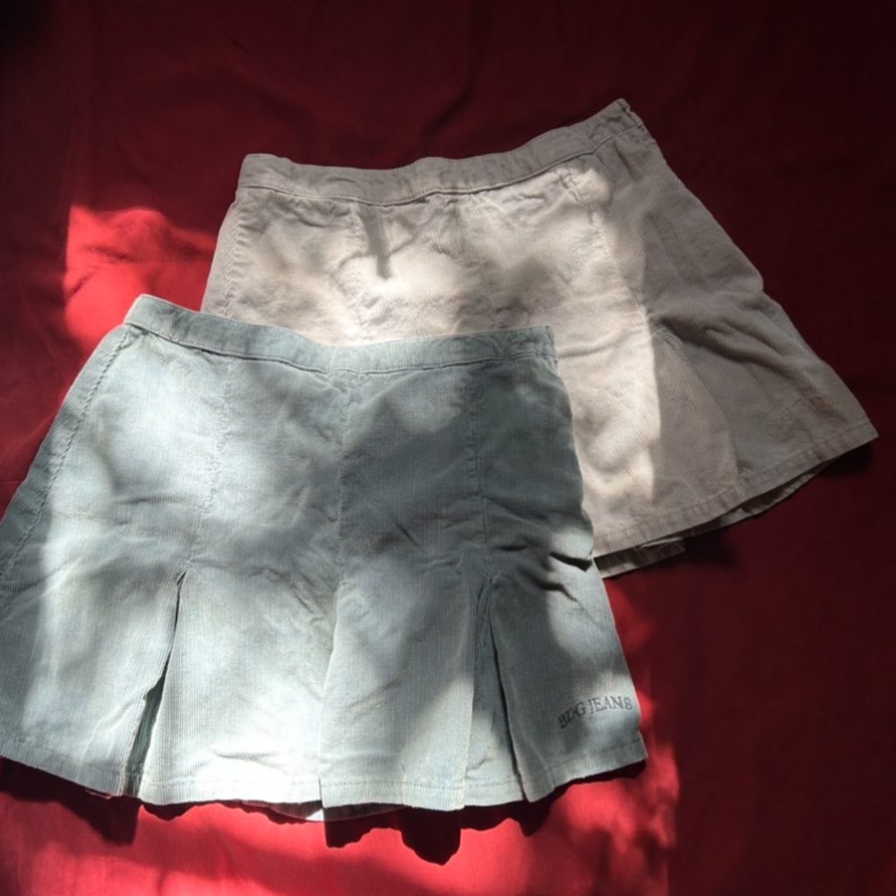 Bundle of UO BDG Corduroy High waisted Pleated A-Line Mini Skirts, Size Large